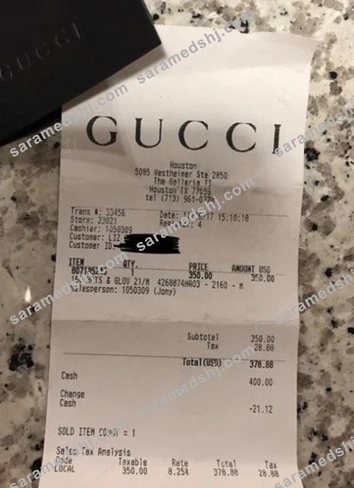 Gucci brand store receipt